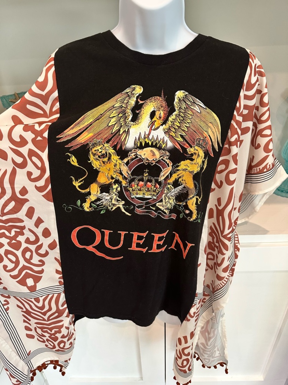 Queen Custom Rock Festival Graphic Tee Boho Kimono Tassels - Picture 5 of 8